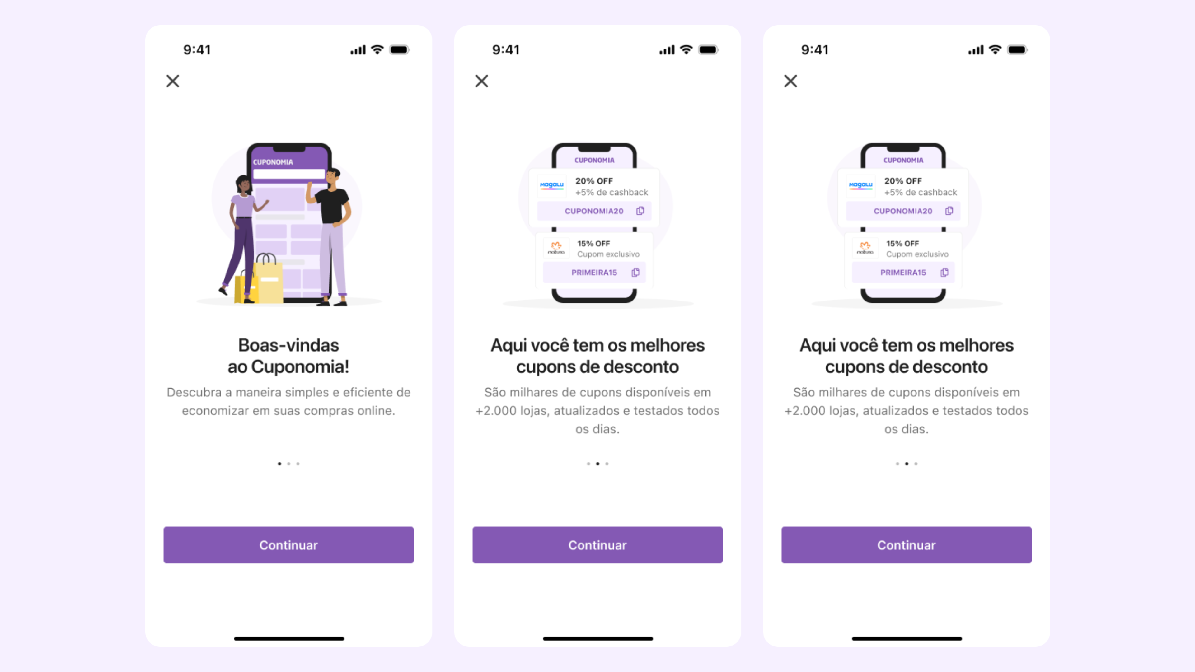 Onboarding Cuponomia app mobile onboarding product designer ui ux