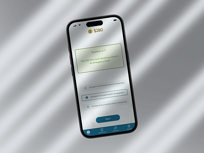 Quiz Screen - Financial Literacy App canada edutech fintech lessons product ui