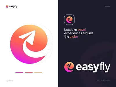 EasyFly Logo Concept brand branding flight fly globe icon identity letter e letter e and plane logo logo design logodesign logomark logos logotype modern logo plane tour travel travel agency