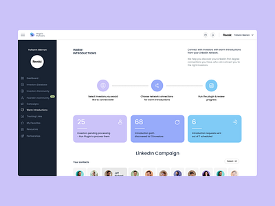Linkedin Leads app connect dashboard founders investors leads linkedin saas screen design ui design visual design