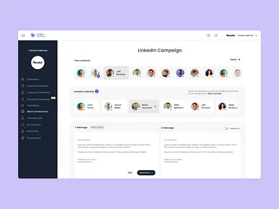 LinkedIn Leads UX/UI app founders funding investing investors leads linkedin message platform saas screen design ui ui design website
