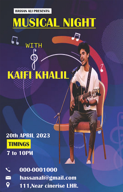 Poster Design For Musical Night concert poster design creative poster graphic design live music poster modern poster design music event design music festival poster musical night poster poster design visual design