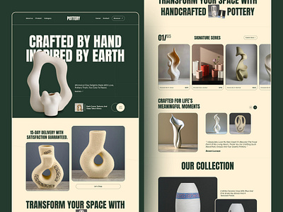 Handcrafted Pottery Website artist ceramics clay creation clayart craft ecommerce website handcrafted pottery handmade pottery landing page landingpage pottery design pottery studio pottery website pottery website studio sculpture uiux design web design website design website designer website for pottery