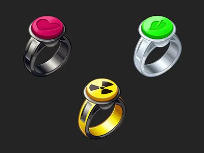 Button Rings 2d cartoon design gift health heart radiation ring signet stickers vector