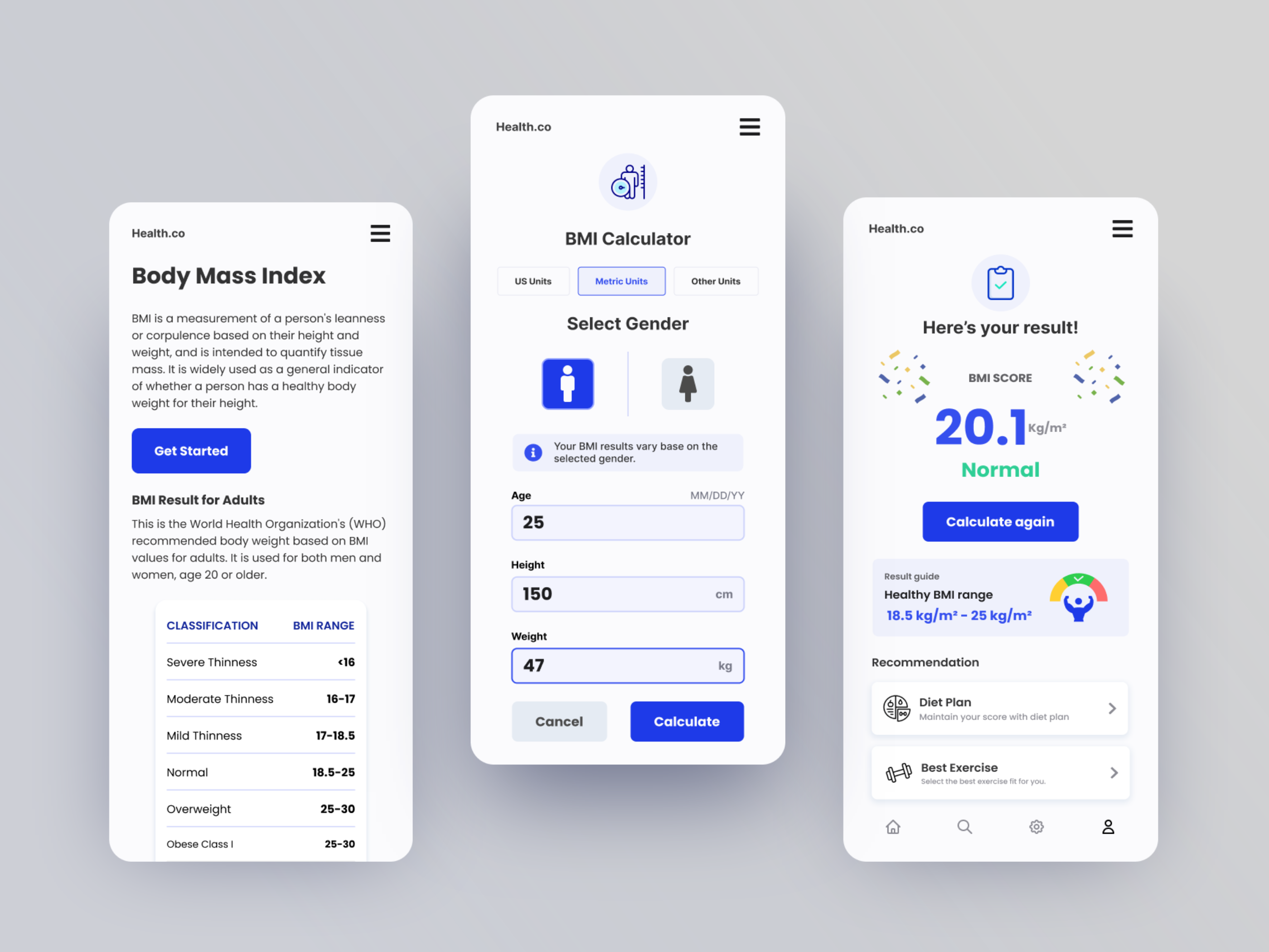Example of BMI Calculator App
