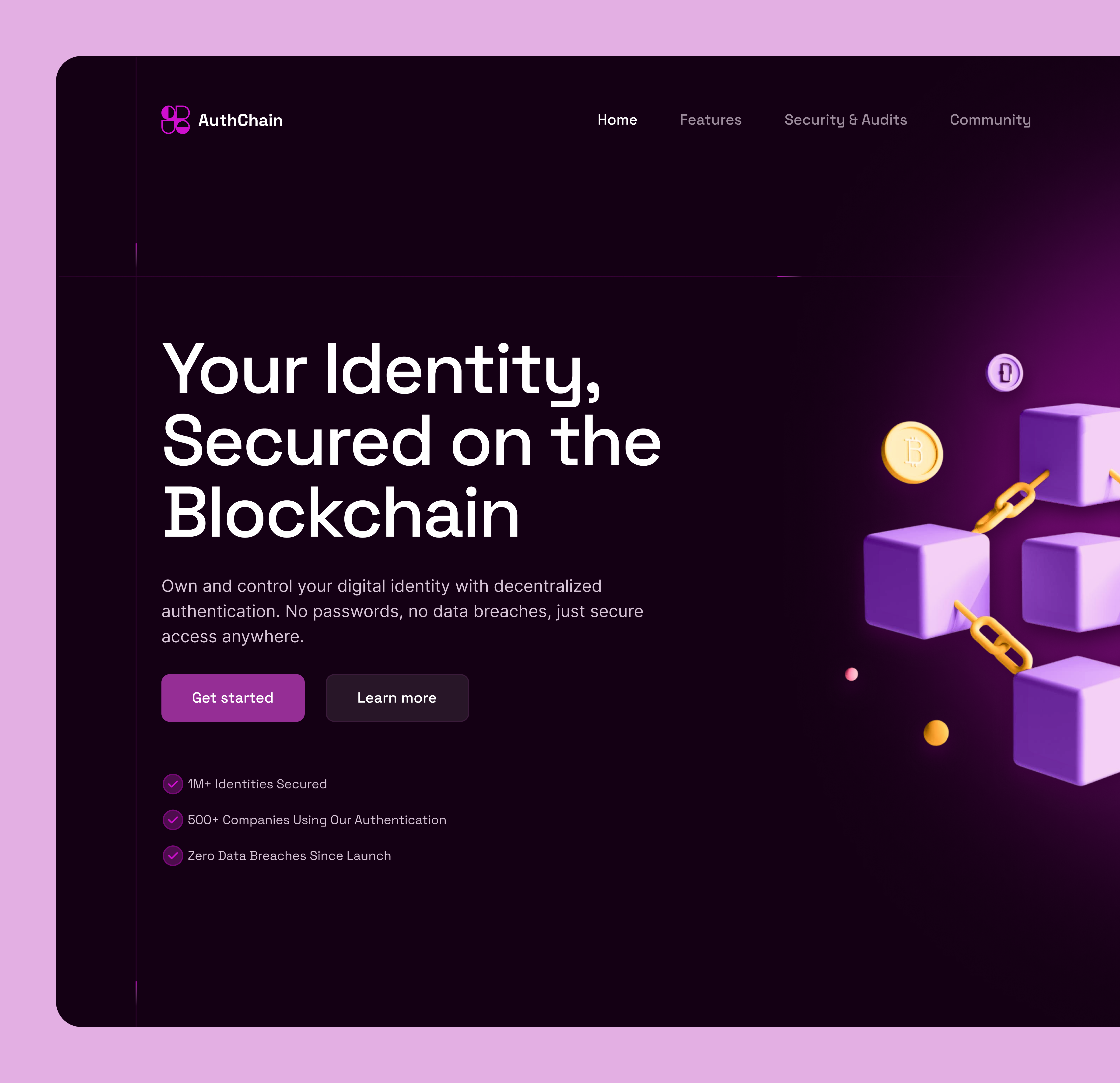Web3: Blockchain Identity Hero Section blockchain heropage ui uiux web web3