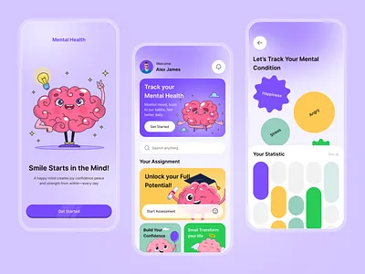 AI Mental Health App Design ai app ai app design ai mental health app app animation brain app calm app health app health assessment healthcare meditation app mental health mental health app mindfulness app mobile mobile app modern app