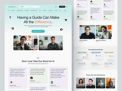 Mentoree - Modern Mentorship Platform UI career growth clean ui design digital design dribbble best shot edtech design finda mentor landing page leadership mentor ui mentorship platform product design responsive web saasui startup design ui ui design ux web design website
