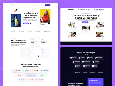 Zaiedu – Education Landing Page animation design design inspiration edu web design edu website education website template educationtemplate elearningwebsite figma design illustration landing page minimal design template design ui ui design ux design web design webflow webflow template website concept