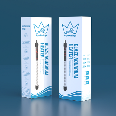 Product Packaging Box Design For AquaKonings Glaze Aquarium Heat madeforamazon