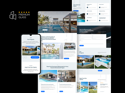 Premium Glass Web Design blocks design brand identity carousel slider custom glass glass solutions glass website modern design process ui testimonials uiux website design why us section