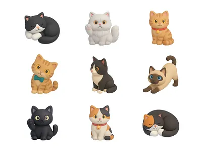 3D Cats 3d ai cats gpt icon pattern