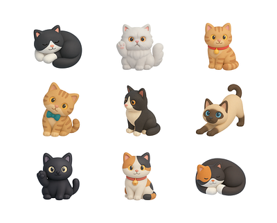 3D Cats 3d ai cats gpt icon pattern