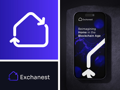 Exchanest – Logo Design for Web3 & Crypto Platform branding crypto logo crypto mark defi platform logo exchange identity exchange logo fintech logo futuristic identity home logo logo logo design logo designer saas startup branding secure logo design startup identity token logo web3 logo