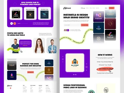 Ai logo maker Landing Page - Web Desgin - Homepage ai assistant ai chatbot ai design agency ai homepage ai landing page ai landing page ui ai logo ai logo maker ai web design ai website behance dribbble figma design jabel landing page portfolio print web design website mockup