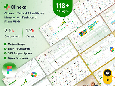 Clinexa – Medical & Healthcare Management Dashboard Figma UI Kit admin dashboard