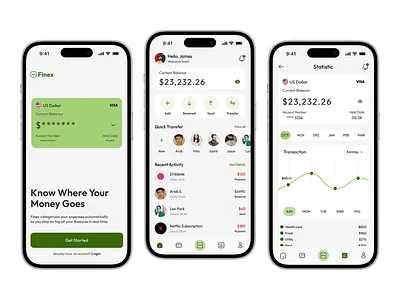 Finex – Personal Finance App UI app design card chart cleanui e waller finance financeapp ios design mobile design mobile ui ux mobileappdesign personalfinance statistic transaction walletapp