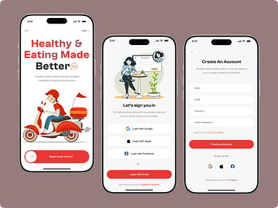 Login Signup Page - Meal Planner Mobile App android budget planner create account design figma design ios login screen meal planner mobile app mobile design modern nutrition planner registration sign in sign up sign up page tracking app ui ux design