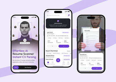 AI-Powered CV Parsing Mobile App Design ai ai app ai app design ai assistant app ai powered app android app design cv parsing app hiring app hiring assistant hr assistant app hrm mobile app mobile app design modern app product design resume parsing app ui ui design ux design