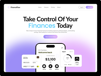 Clean Fintech Landing Page Concept finpay fintech landing page ui