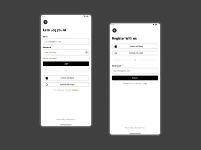 Clean Light Mode Login & Registration UI – Android App branding graphic design ui