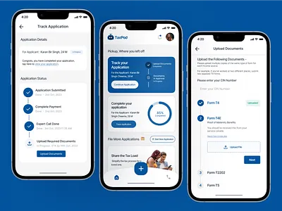 Tax Filing Application Design for TaxPod App app design app ui branding design fintech material design mobile app tax filling