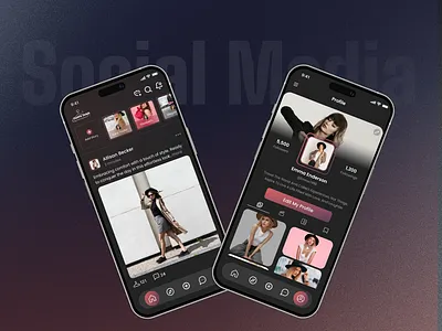 Social Media App for Fashion Enthusiasts! app design black app dark app dark theme app fashion ap fashion app fashion lovers fashion social app insta similer app mobile app modern ui pink app social app social media style inspiration trend app ui ui design ux ux design