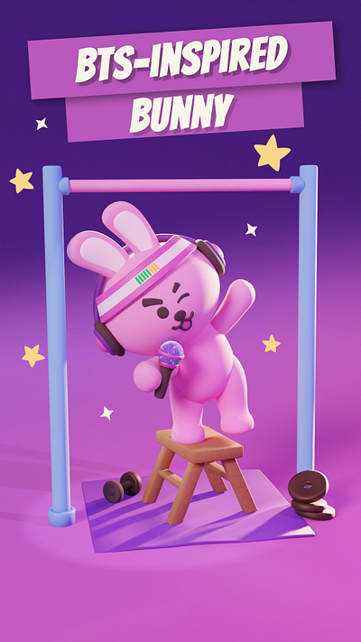 BTS-Inspired Bunny 3d art bunny character creative graphic design pink ui