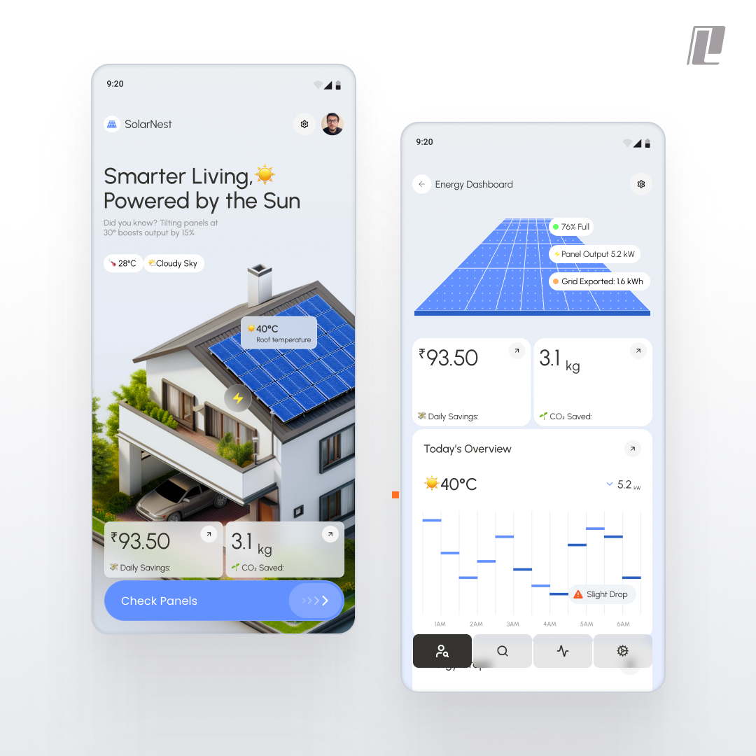 🔋 SolarNest – Smart Solar Energy Dashboard 3d animation branding design framer graphic design illustration logo ui vector