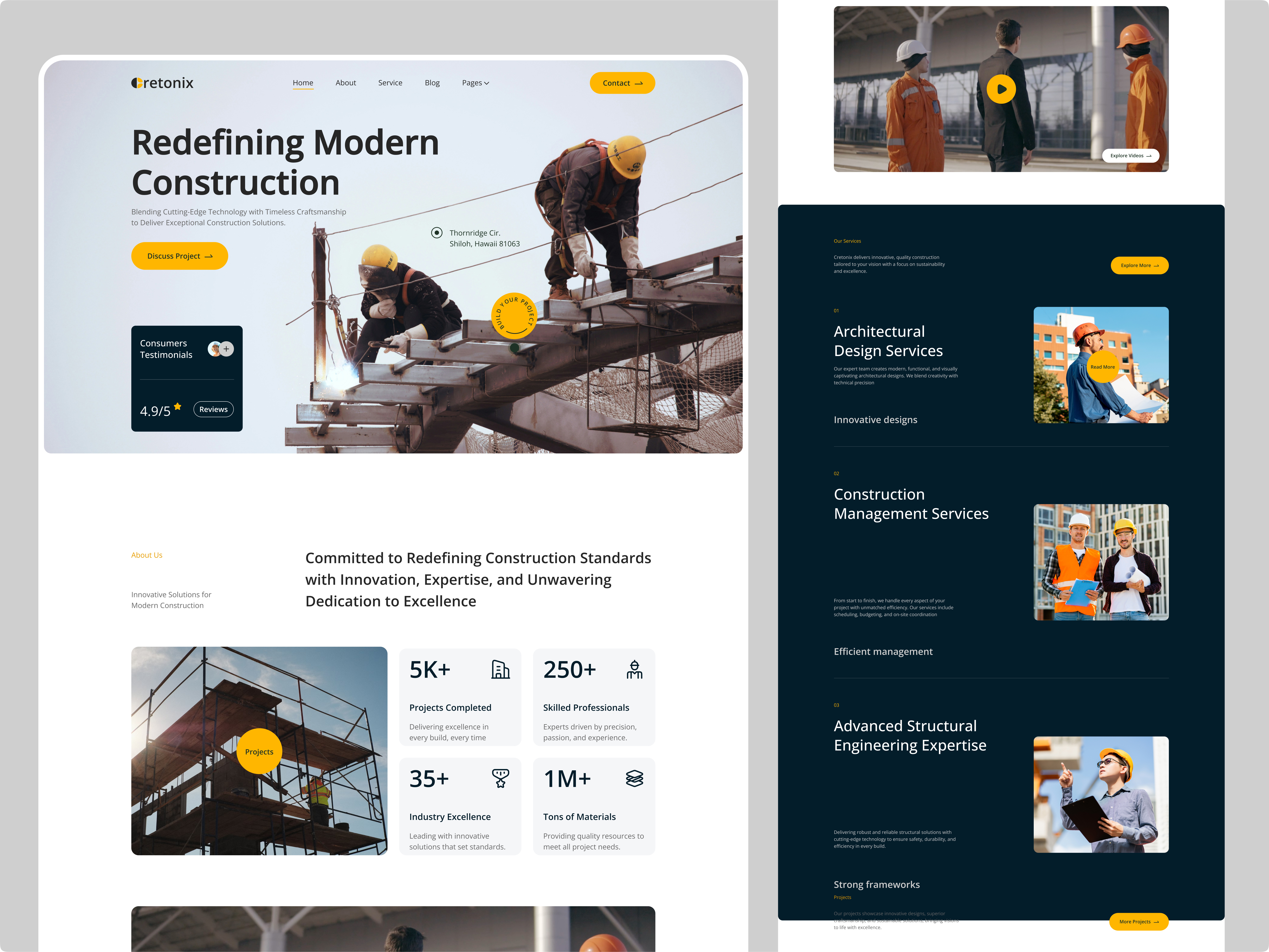 Example of Cretonix- Construction Website
