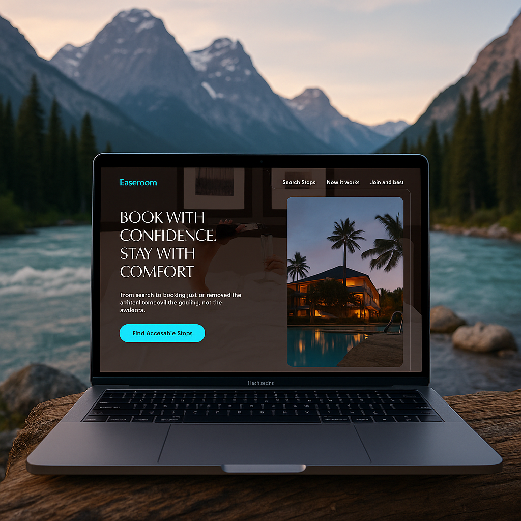 EaseRoom — Booking Comfort Meets Nature’s Serenity Description: ai figma interface design landing page saas ui uiux ux website