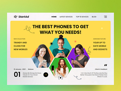 Phone Website Header Design best website design branding business website designwebsite electronic website figma gadget website i design interfacedesign landing page mobile phone responsive website services website shop shopping store ui ui ux user interface ux