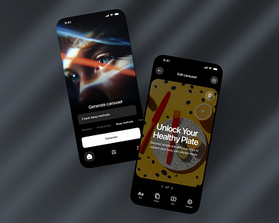 AI Carousel generator iOS app ai ai generator app branding carousel generator ios app swiftui ui uiux