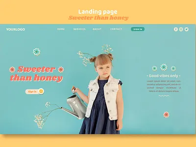 Landing page for children with flowers
