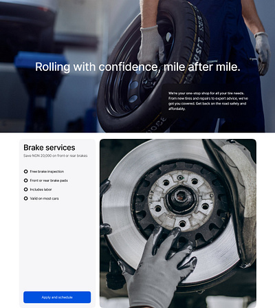Categories for a tire sales company 3d animation graphic design ui