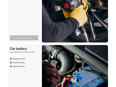 Categories for a tire sales company 3d animation graphic design logo motion graphics ui