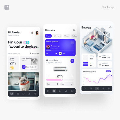 IoT - Smart home App app branding charts clean design graphs ios iot iphone mobile smarthome ui user interface ux widgets