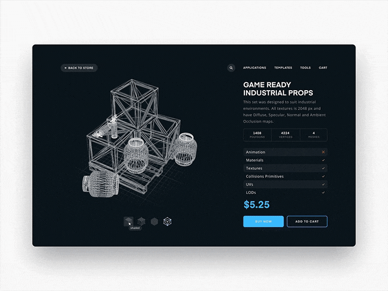 Video Game Model Store 3d 3d model drylikov e commerce ecommerce game assets game store low poly ui ui design ux web web animation web store website