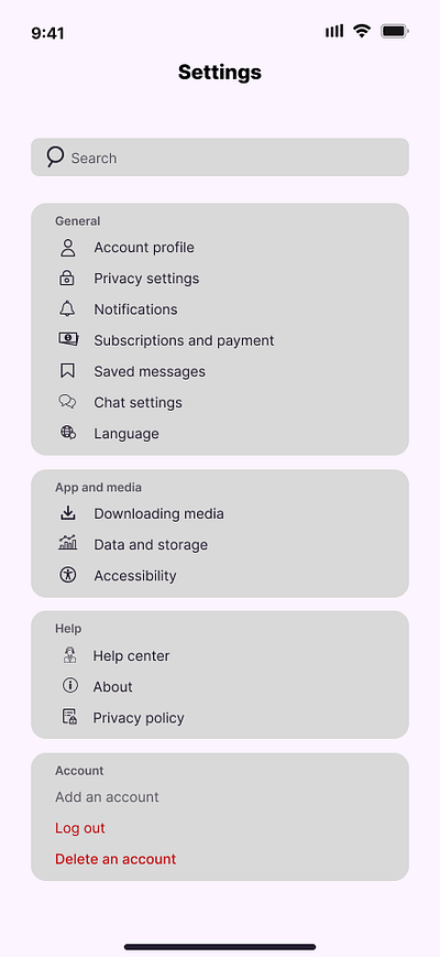 DAILY UI CALLENGE Day 7: Settings dailyui design ui ux