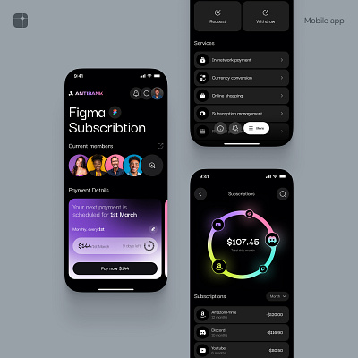 Mobile Online Banking App ai app branding budget charts clean design diagram ios mobile services spendings subscription ui user interface ux