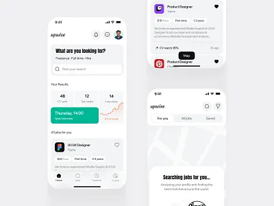 Job search app - iOS branding charts clean dashboad design feed ios job mobile posting search ui user interface ux