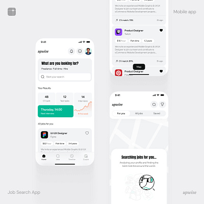 Job search app - iOS branding charts clean dashboad design feed ios job mobile posting search ui user interface ux