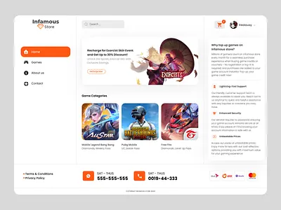 Game TopUp Website UI Design free fire game graphic design landing page mlbb pubg shop shop website topup ui ui design website