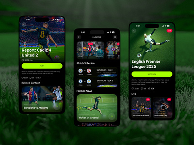 Live Football Mobile App app app screen design bet betting fitness football game interface ios live live football livescore match mobile mobile app premier league scoreboard soccer sport sport app
