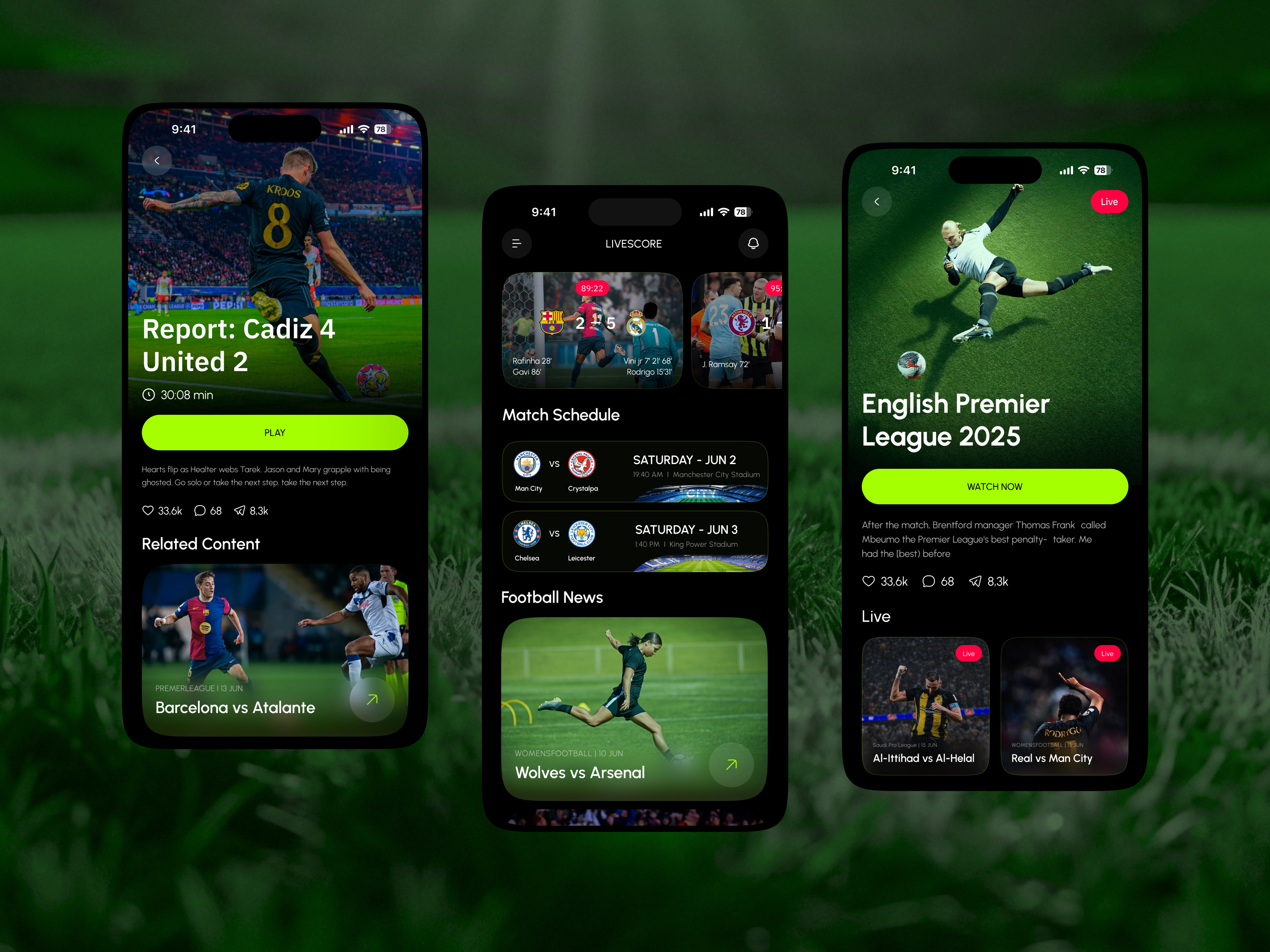 Example of Live Football Mobile App
