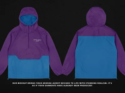 Realistic Anorak Jacket Mockup windbreaker