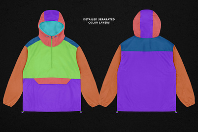 Realistic Anorak Jacket Mockup windbreaker