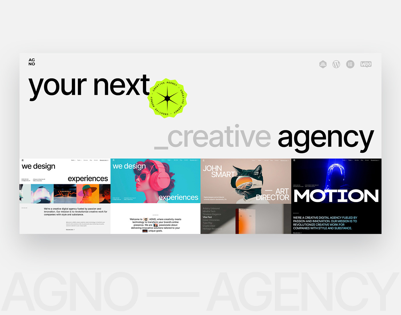AGNO - Creative Agency WordPress Theme agency elementor theme ui ux web webdesign website wordpress