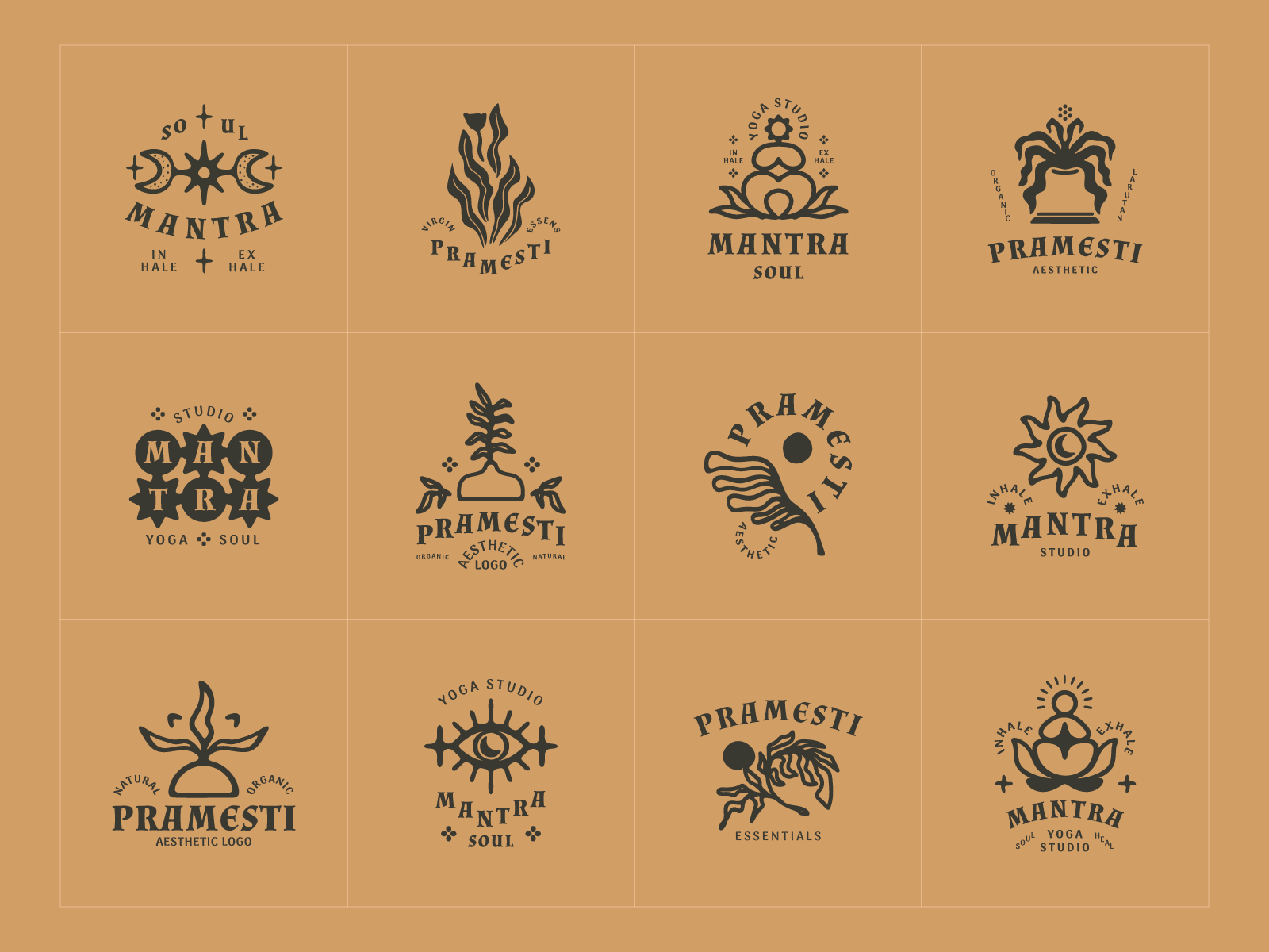 Aesthetic Nature and Yoga Logo aesthetic badge branding dordarlab graphic design hand drawn hipster illustration logo retro vintage vintage badge yoga