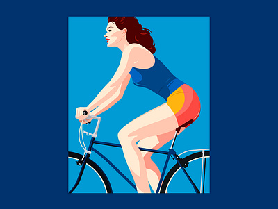 Color Her Sunshine bike color colorful design digitalart explore girl graphic design hot illustration minimalism poster ride simplicity sky summer sun travel vector woman